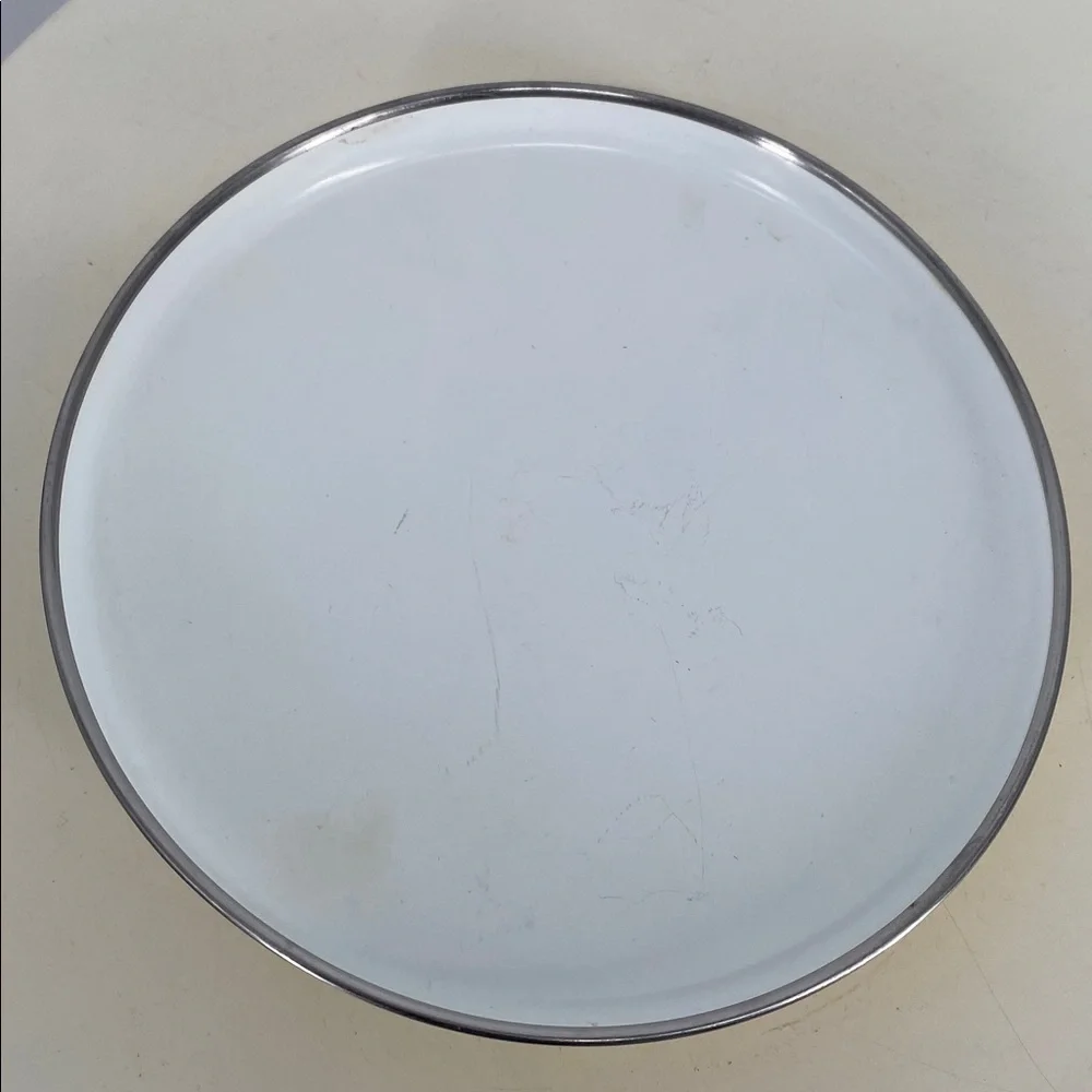 Vintage Enamel Stock Pot with Crab and Veggie Motif